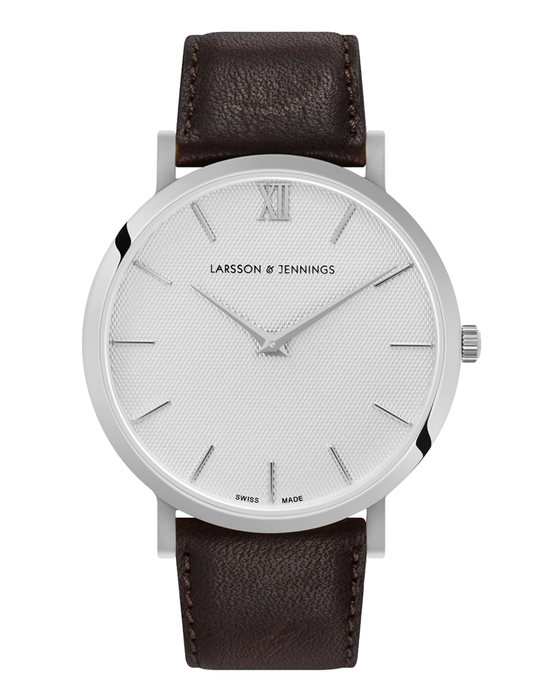 Sloan Pyramid Leather 40mm Silver White
