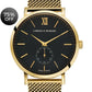 Lj Classic Lugano Mechanical Milanese 40mm Gold Black