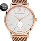 Lj Classic Lugano Mechanical Milanese 40mm Rose Gold White