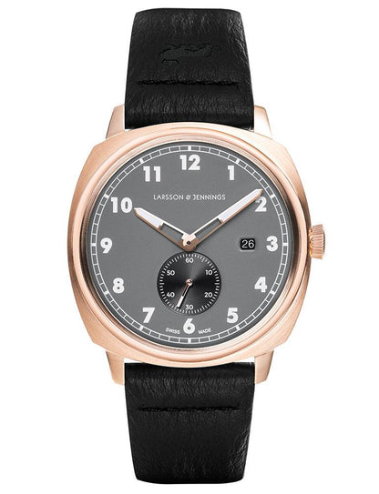 Meridian Leather 38mm Rose Gold Charcoal