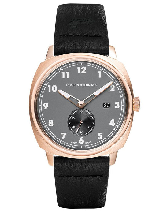 Meridian Leather 38mm Rose Gold Charcoal