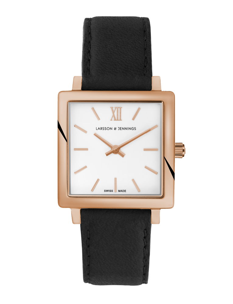 Lj Classic Norse Leather 34mm Rose Gold White