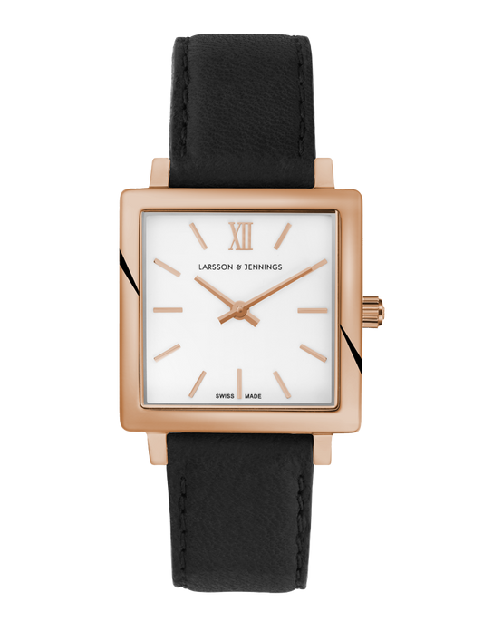 Lj Classic Norse Leather 34mm Rose Gold White