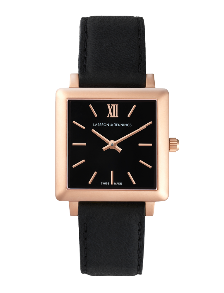 Jette Norse Leather 34mm Rose Gold Black
