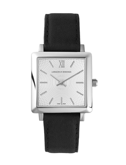 Sloan Guilloche Leather 34mm Silver White