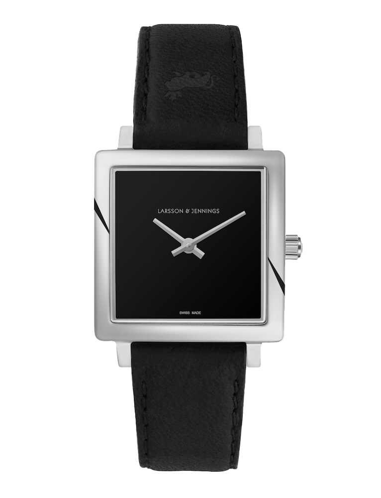 Jette Norse Leather 34mm Silver Black
