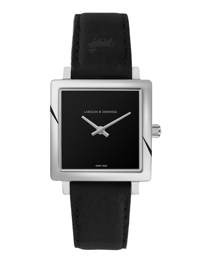 Jette Norse Leather 34mm Silver Black