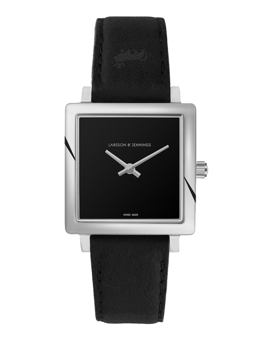 Jette Norse Leather 34mm Silver Black