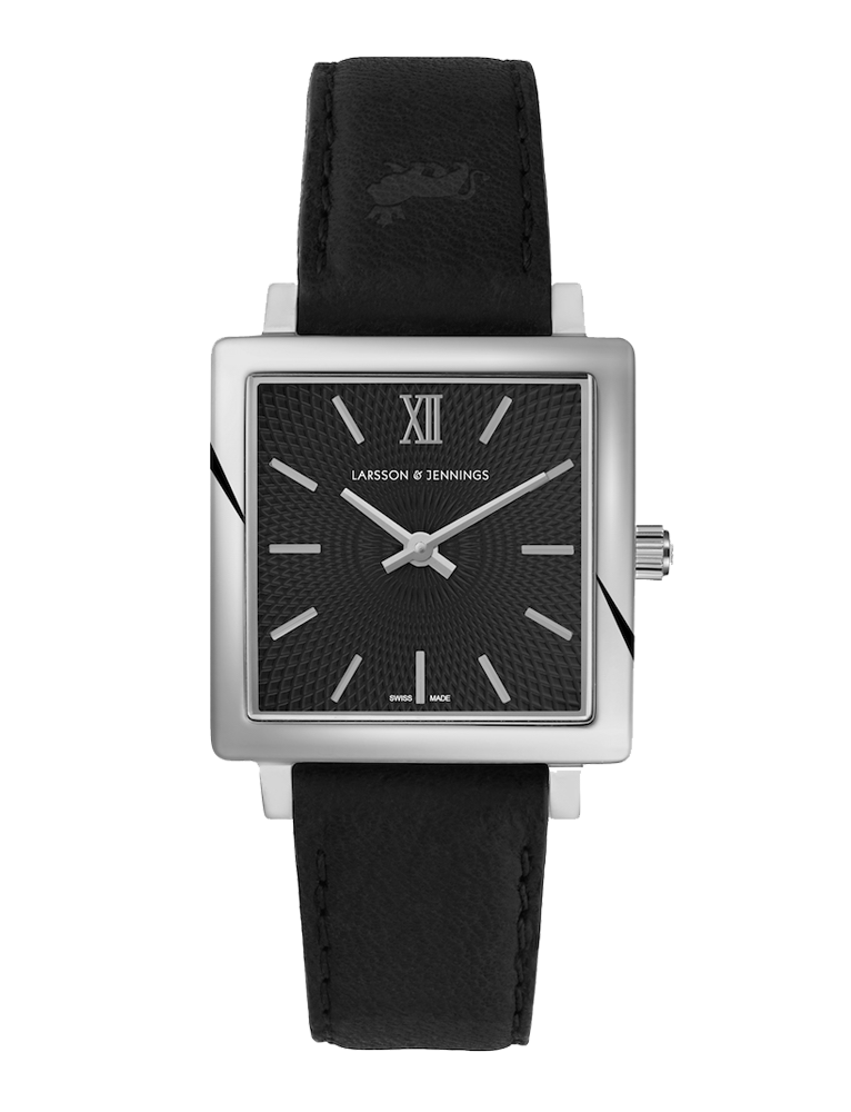 Sloan Guilloche Leather 34mm Silver Black