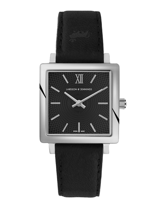 Sloan Guilloche Leather 34mm Silver Black
