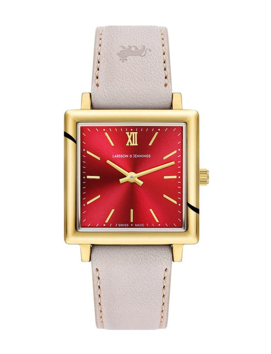 Solaris Norse Leather 34mm Gold Red