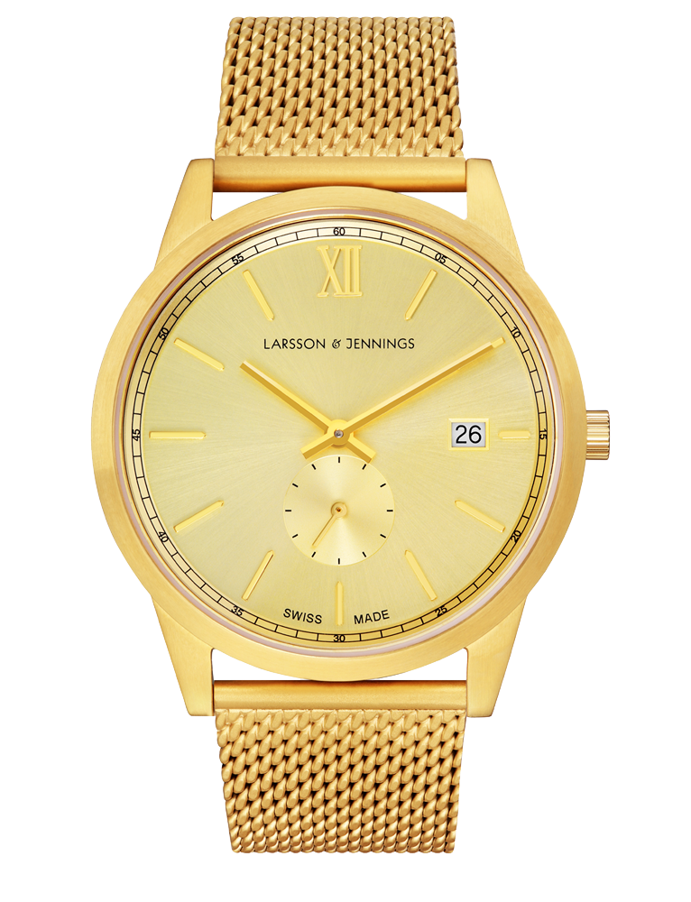 SAXON 39MM GOLD/GOLD SUNRAY MILANESE GOLD