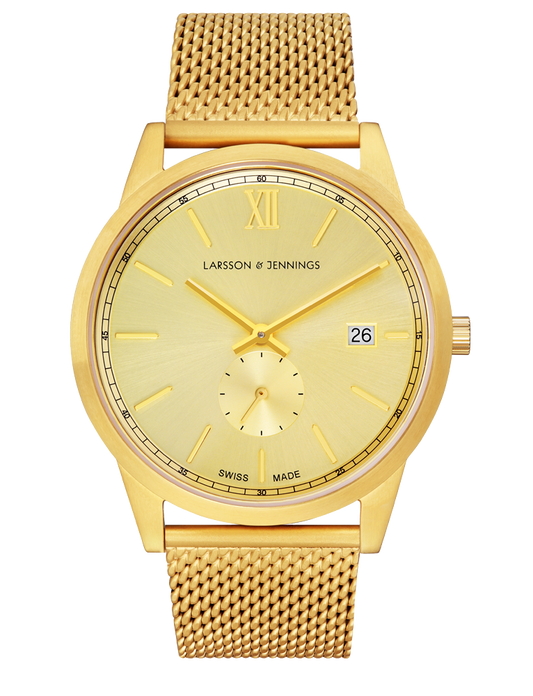 SAXON 39MM GOLD/GOLD SUNRAY MILANESE GOLD
