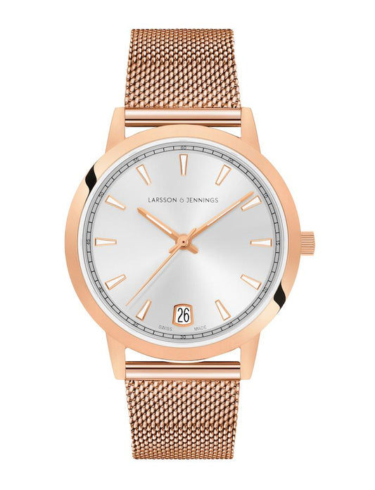 Velo Sunray Milanese 33mm Rose Gold White