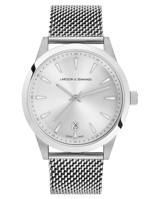 Velo Textured Sunray Milanese 39mm Silver White