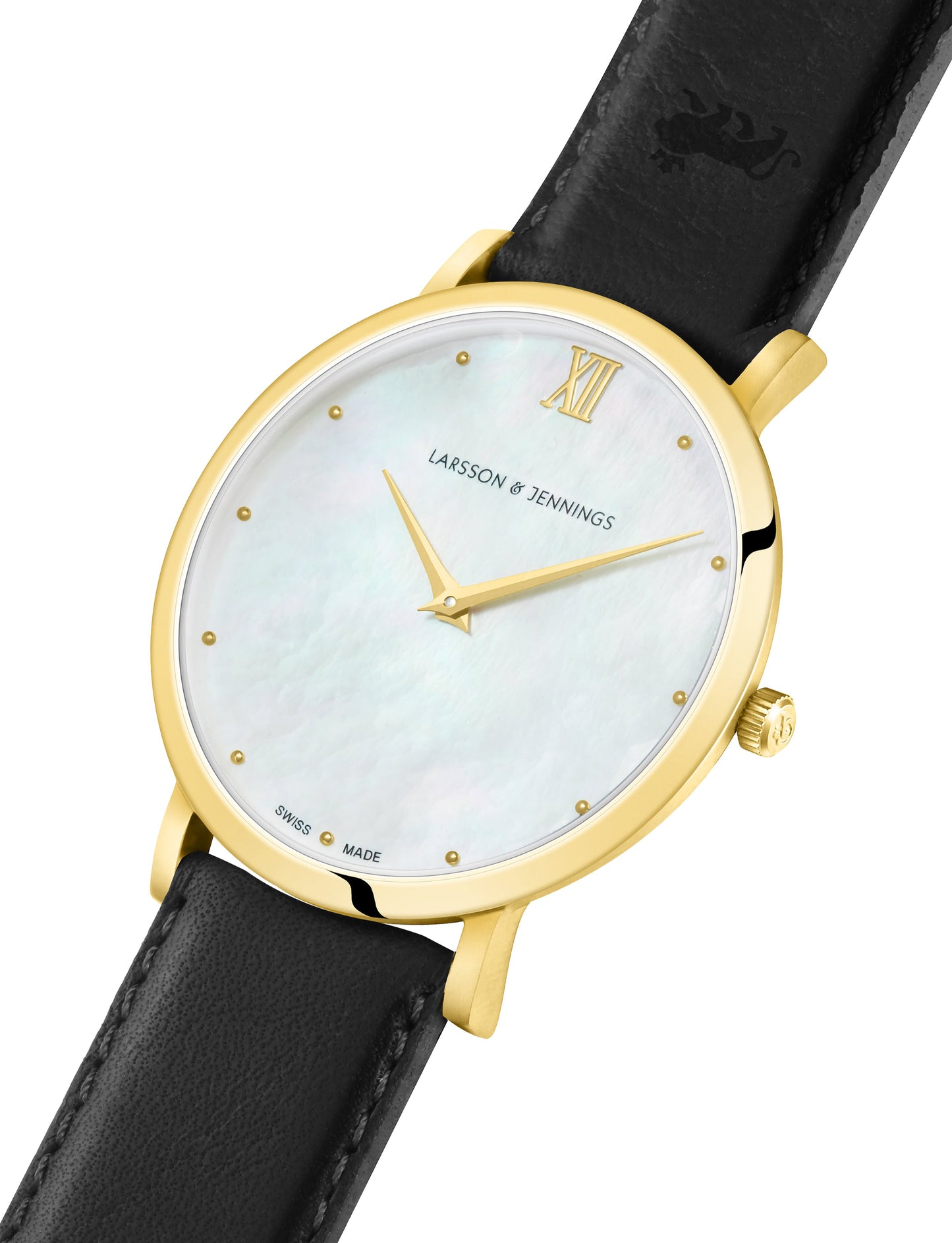 Bernadotte Lugano Leather 40mm Gold Pearl