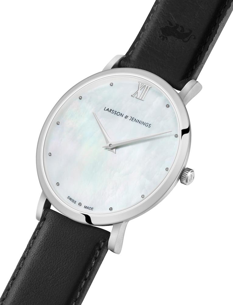 Bernadotte Lugano Leather 40mm Silver Pearl