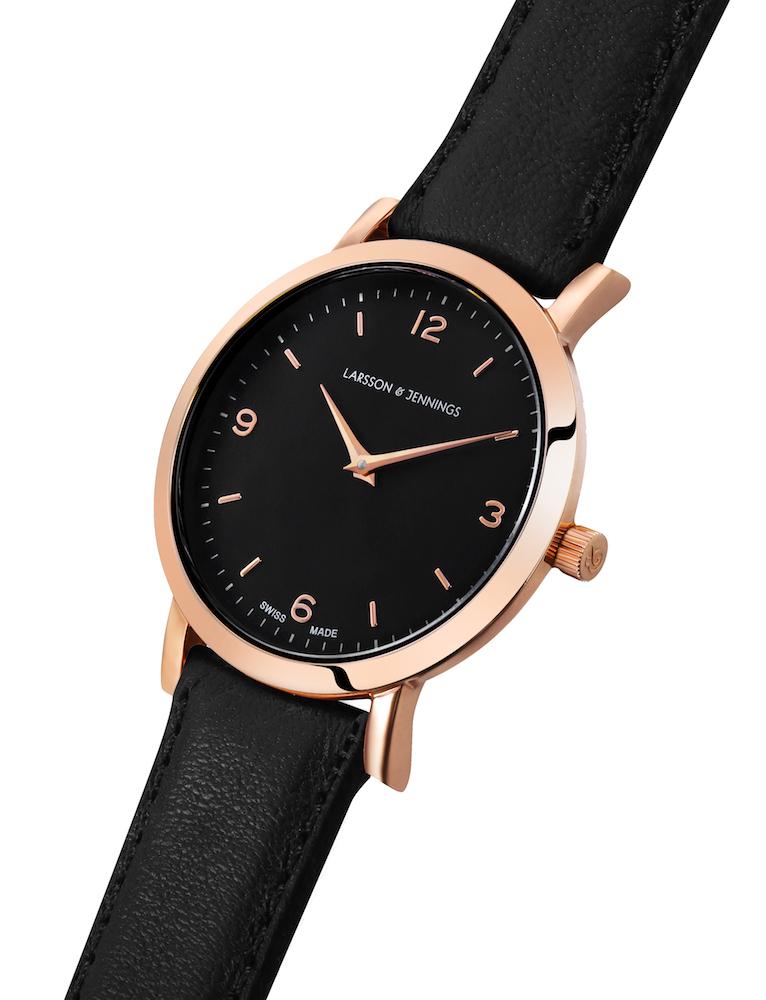 Lj Classic Lugano Leather 33mm Rose Gold Black