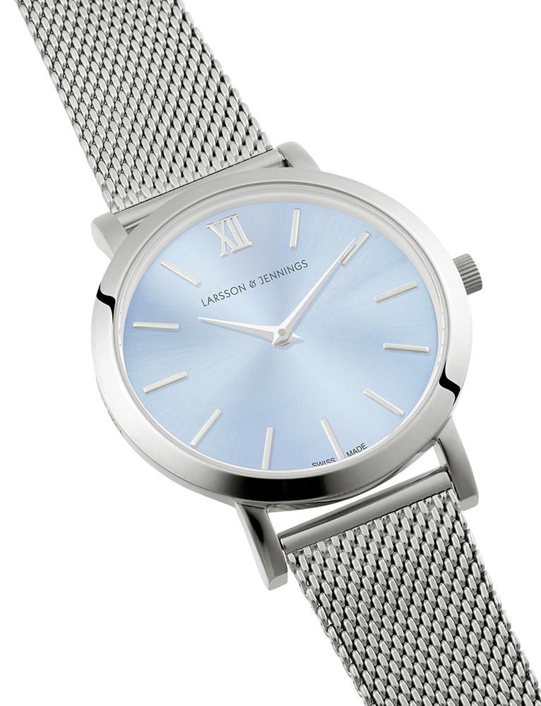 SOLARIS LUGANO 33MM SILVER/LIGHT BLUE SUNRAY MILANESE SILVER