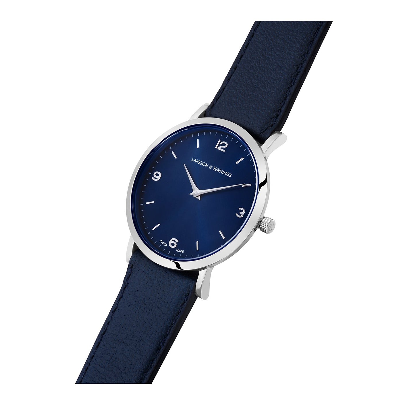 Solaris Lugano Leather 38mm Silver Navy