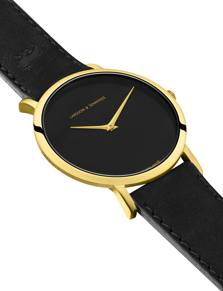 Jette Lugano Leather 40mm Gold Black