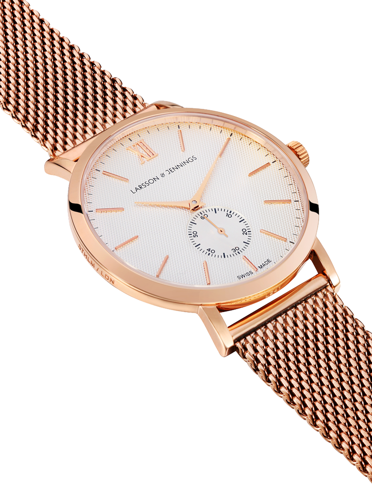 Lj Classic Lugano Mechanical Milanese 40mm Rose Gold White