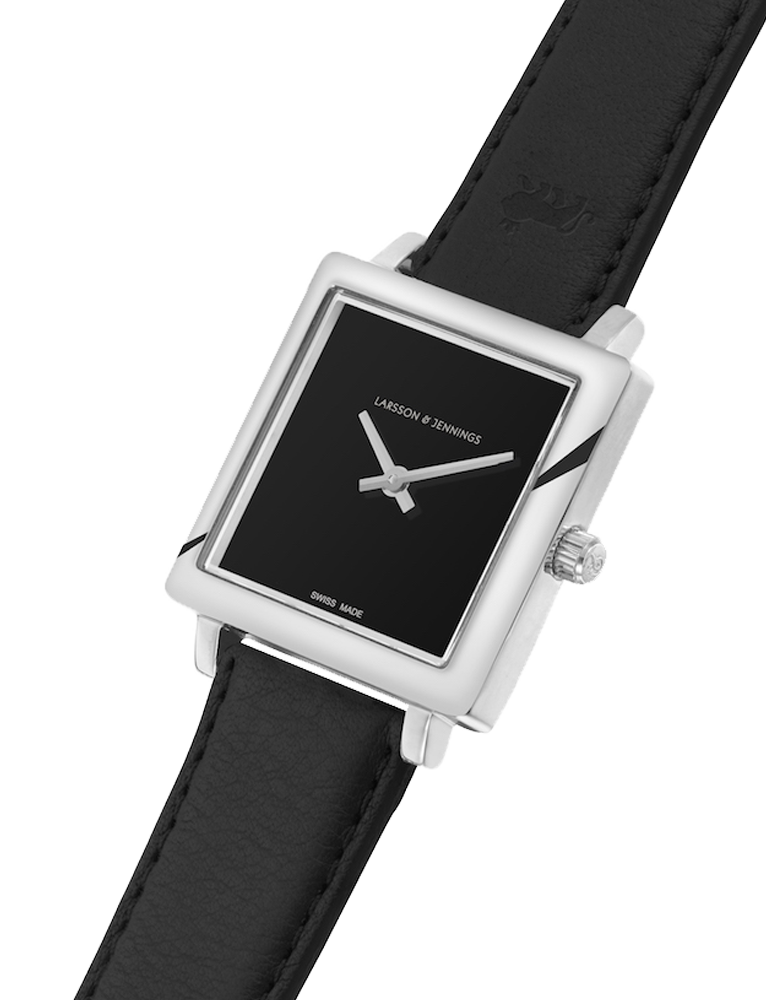Jette Norse Leather 34mm Silver Black