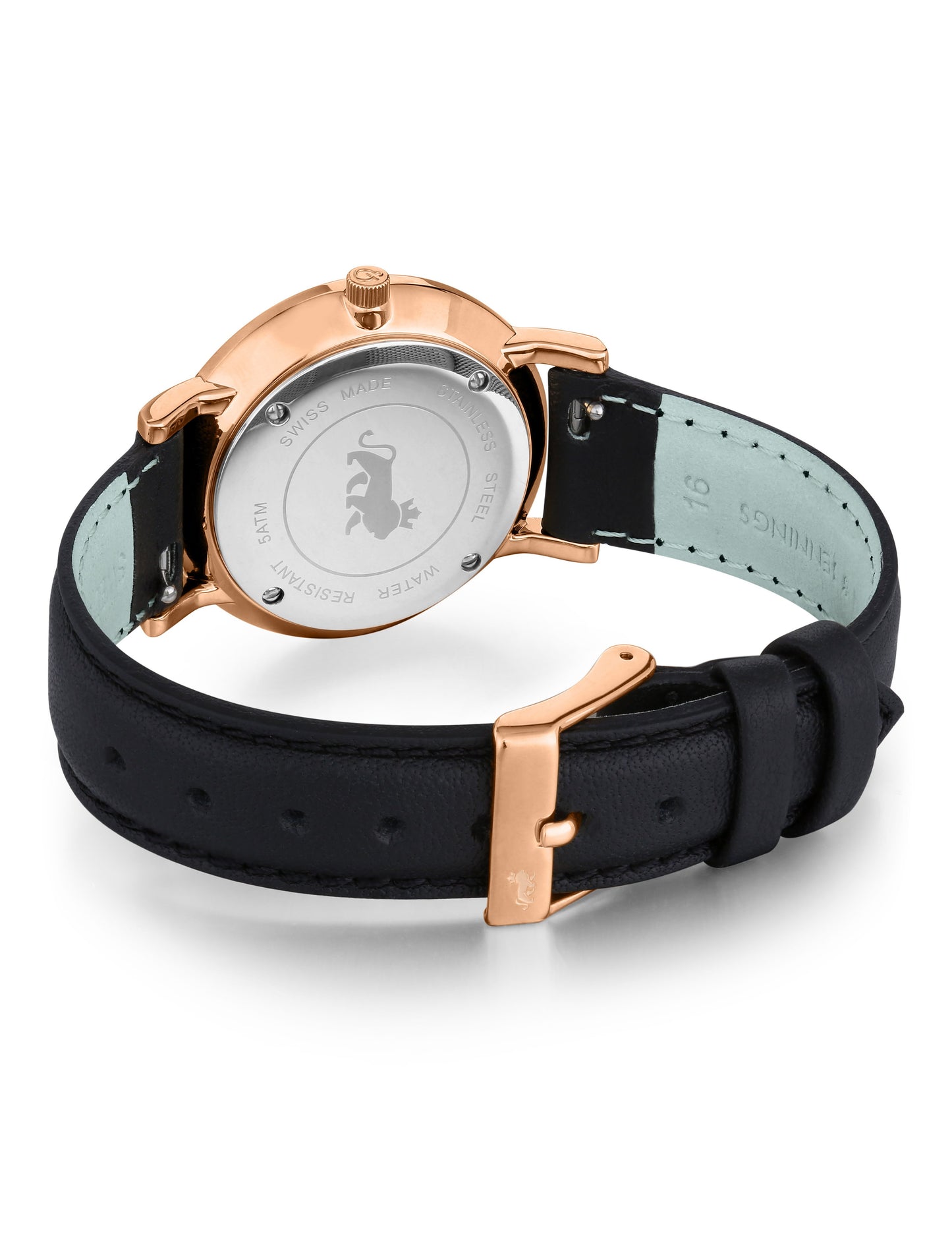Opera Leather 33mm Rose Gold Charcoal