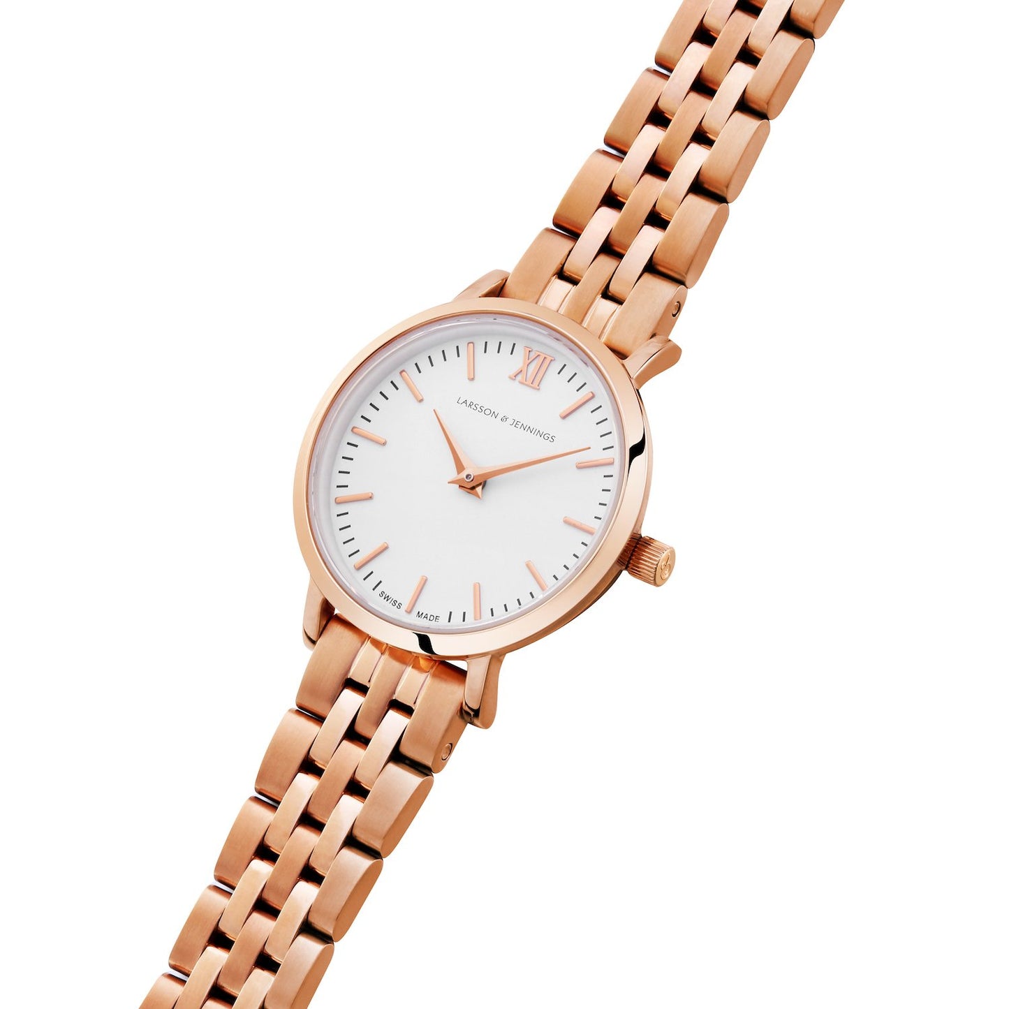 Lj Classic Lugano Vasa Link 26mm Rose Gold White