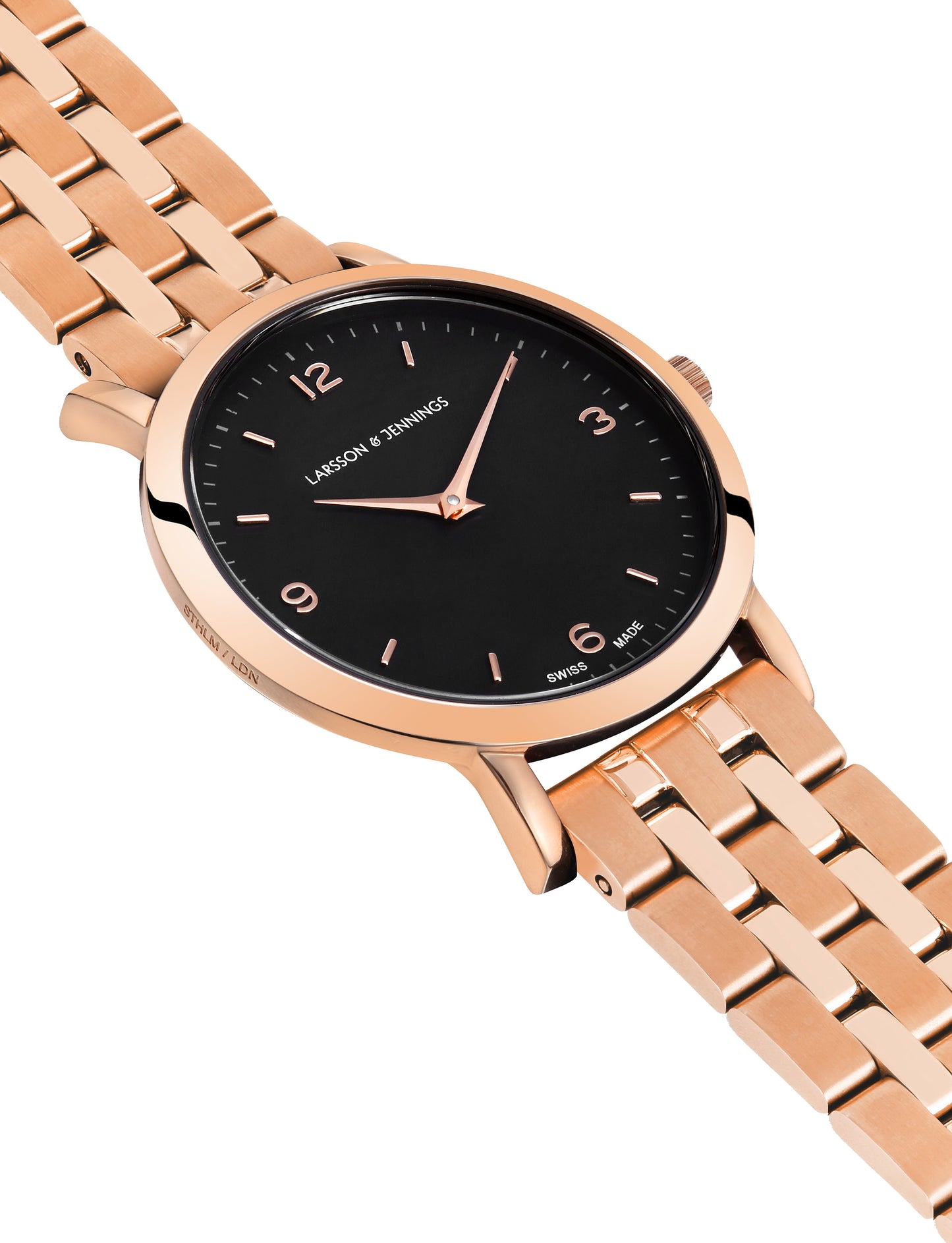 Sloan Guilloche Vasa Link 33mm Rose Gold Black