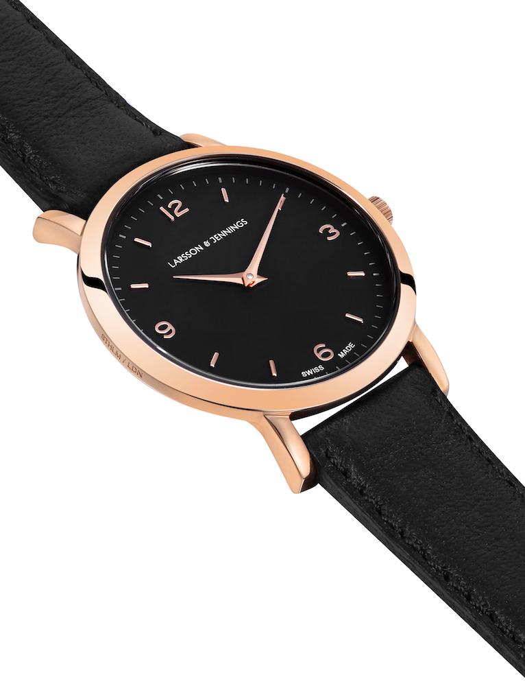 Lj Classic Lugano Leather 33mm Rose Gold Black