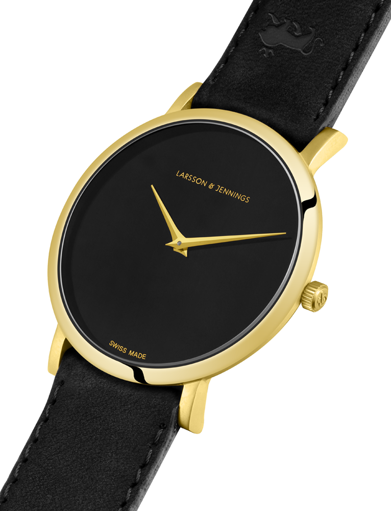 Jette Lugano Leather 40mm Gold Black