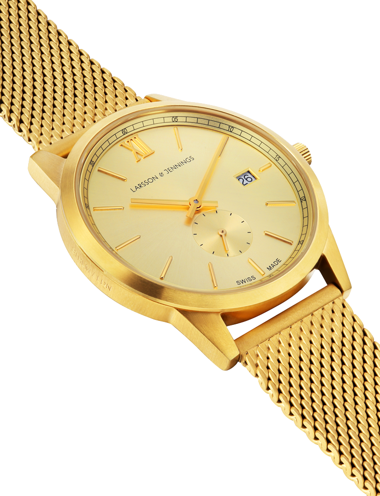 SAXON 39MM GOLD/GOLD SUNRAY MILANESE GOLD