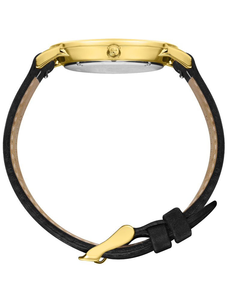 Jette Lugano Leather 40mm Gold Black