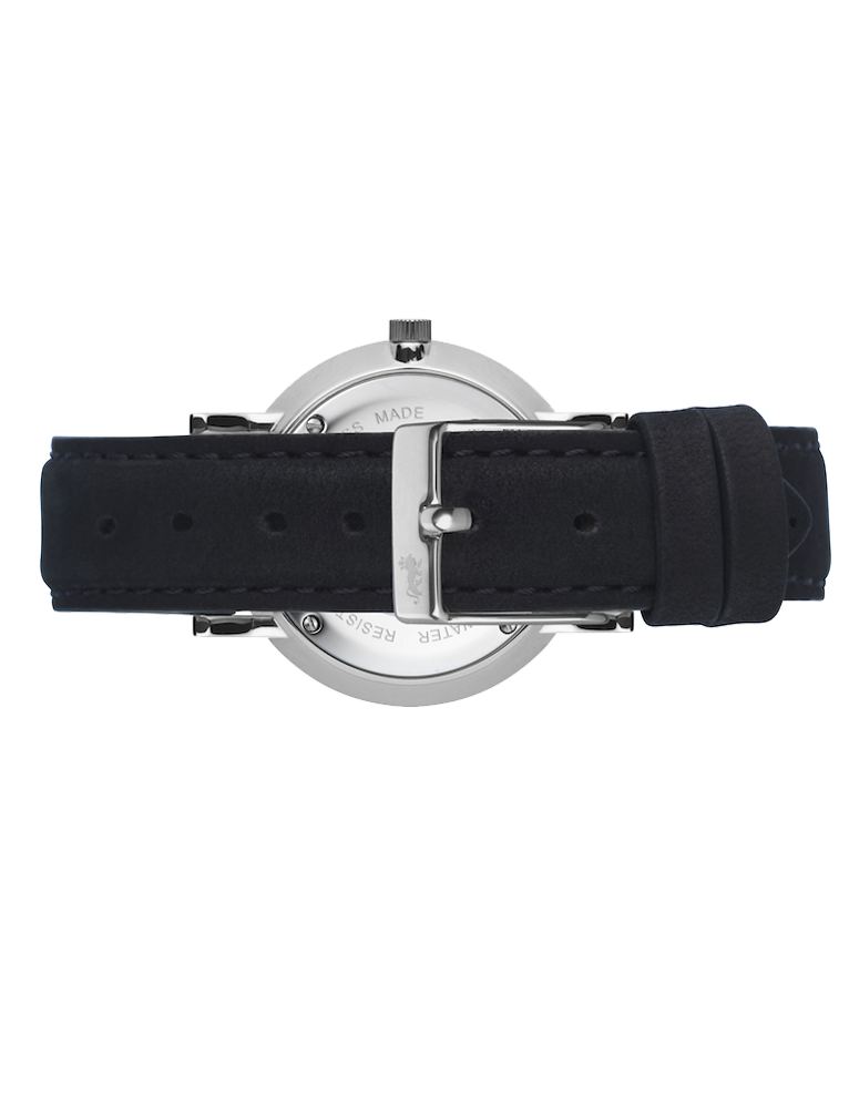 Bernadotte Lugano Leather 33mm Silver Pearl