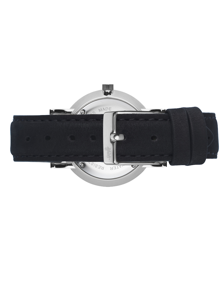 Jette Lugano Leather 33mm Silver Black