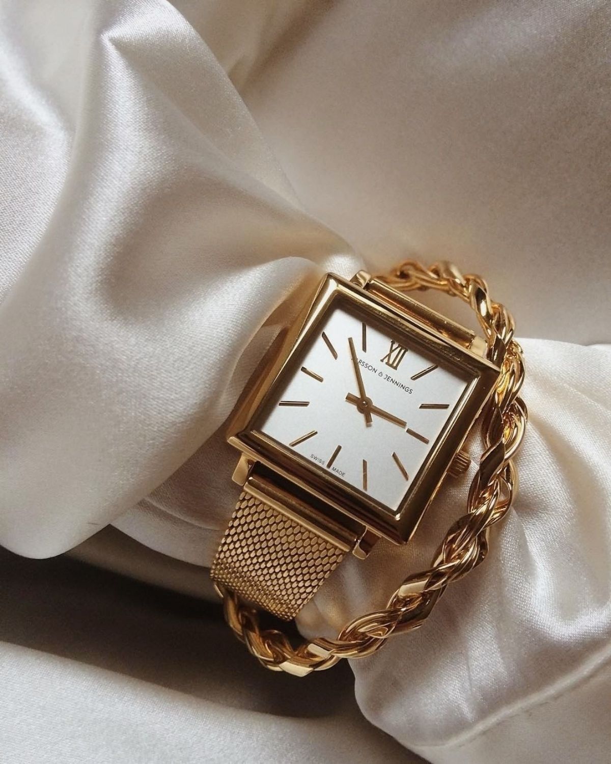 Norse Milanese 34mm Rose Gold Satin-White