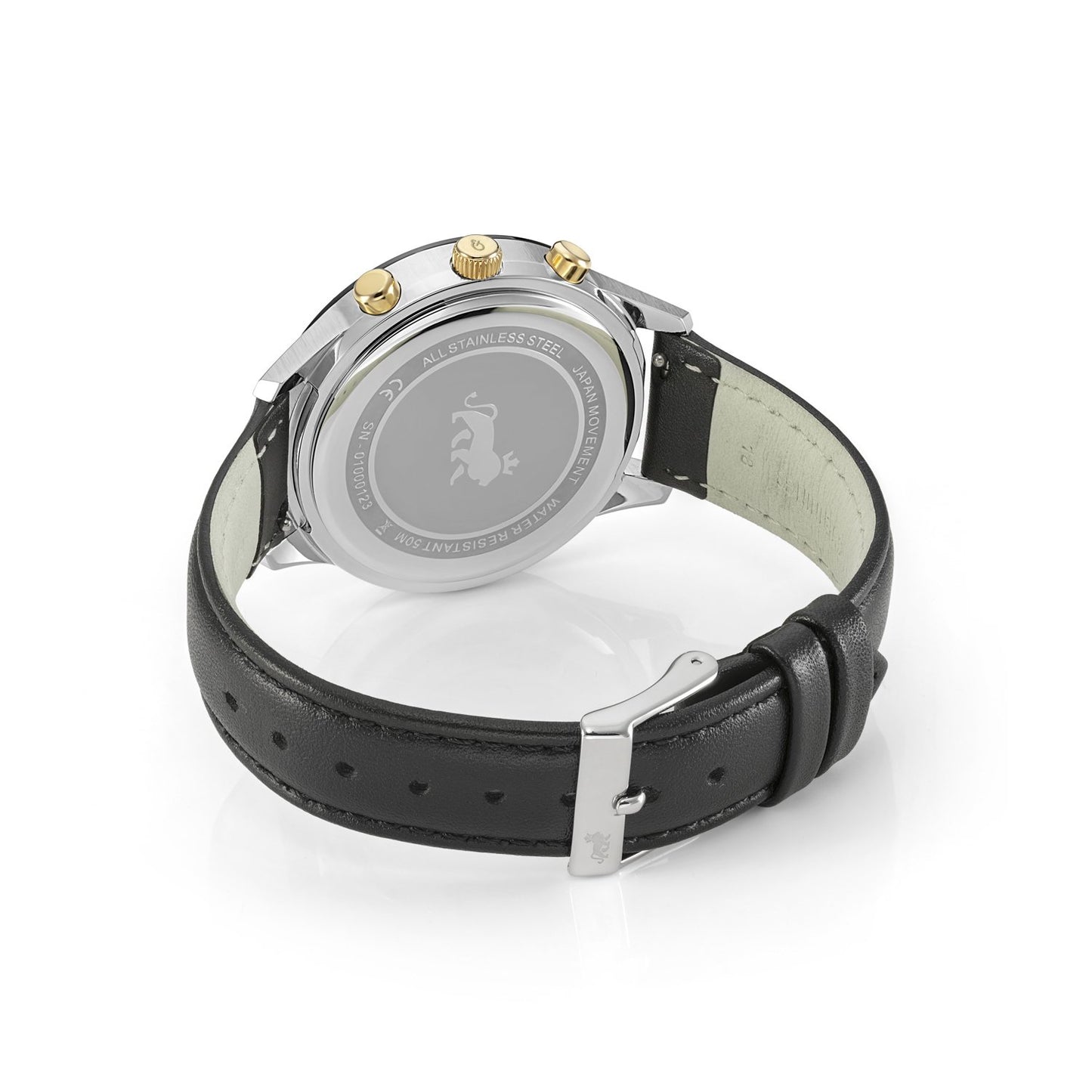 Rally Black Leather 39mm Silver Black Gold