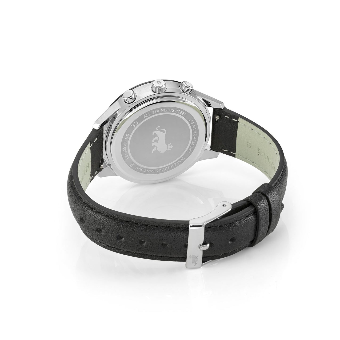 Rally Black Leather 39mm Silver Black