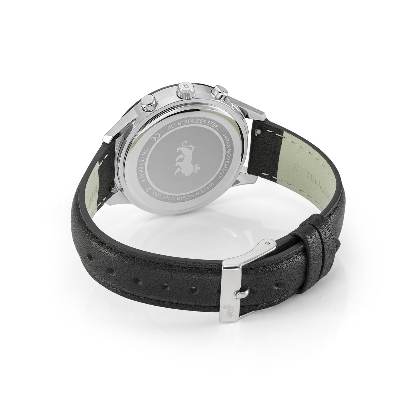 Rally Black Leather 39mm Silver Black White