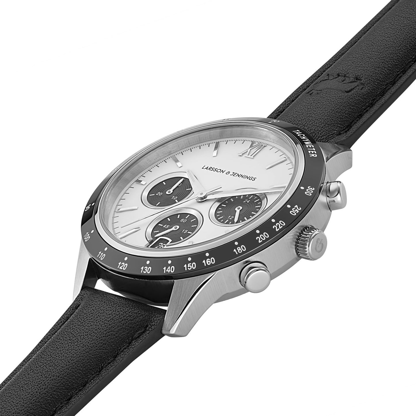 Rally Black Leather 39mm Silver Black White