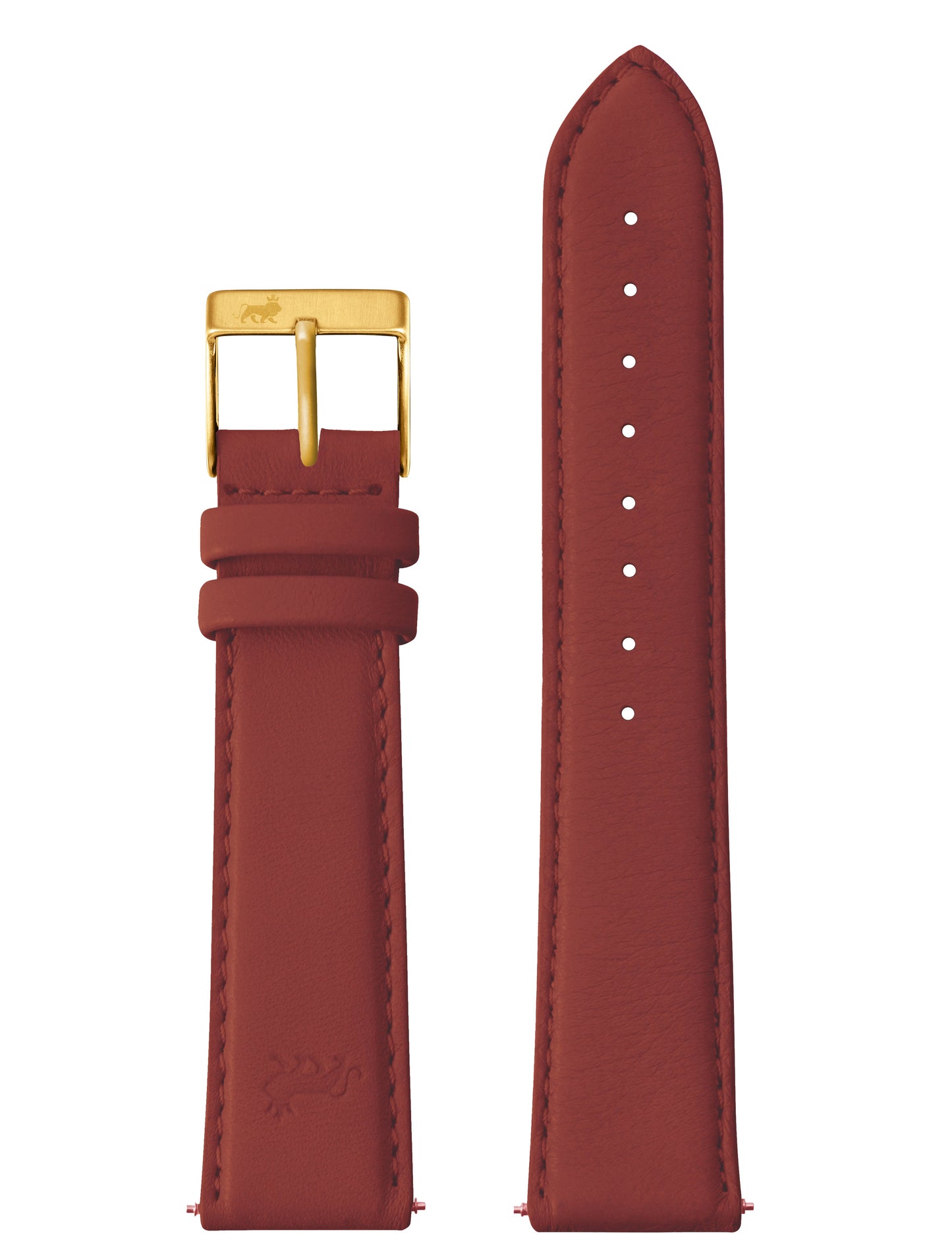 20mm Red Leather Strap with Gold Buckle