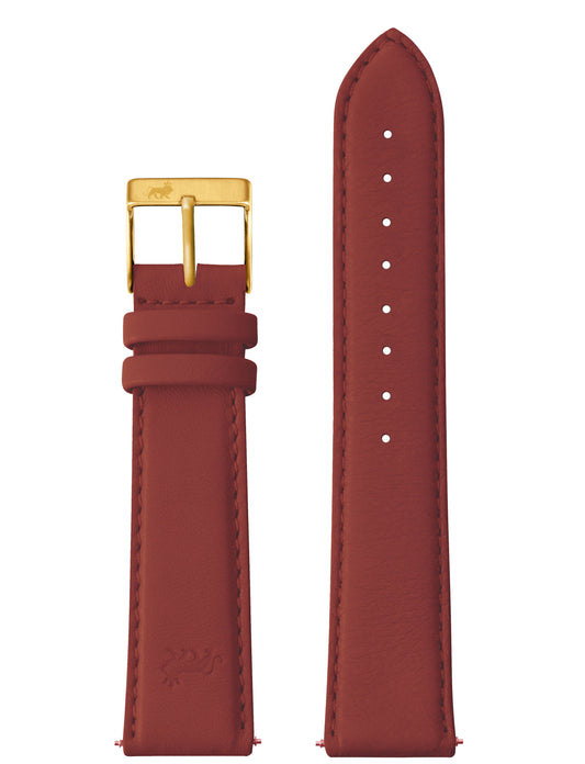 20mm Red Leather Strap with Gold Buckle