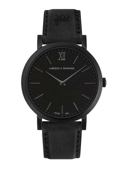 Lugano Black Leather 33mm Black