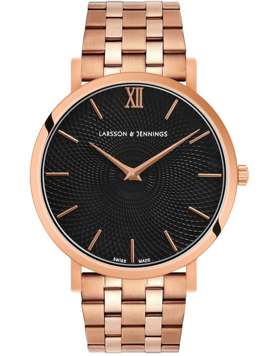 Sloan Guilloche Vasa Link 40mm Rose Gold Black