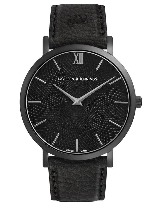 Sloan Guilloche Leather 40mm Black