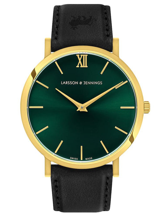 Solaris Lugano Leather 40mm Gold Green