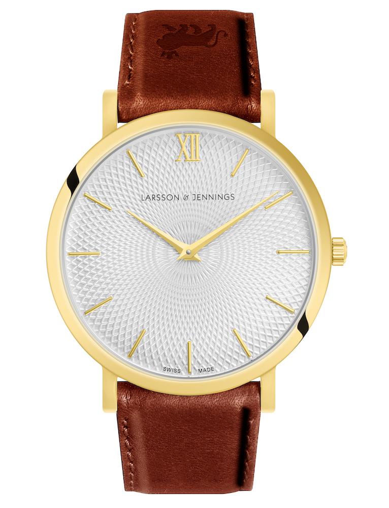 Sloan Guilloche Leather 40mm Gold White