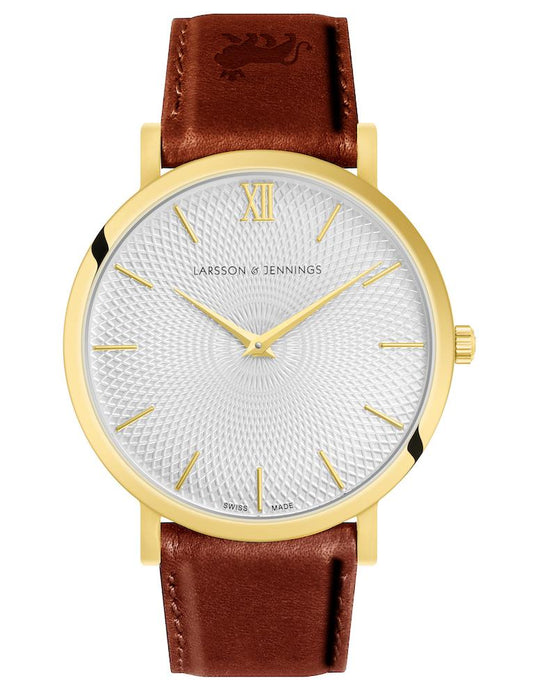 Sloan Guilloche Leather 40mm Gold White
