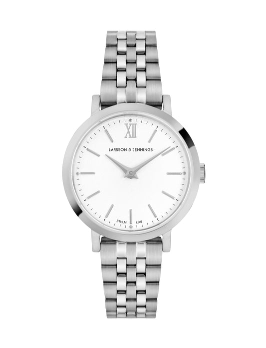 Lugano Vasa Link 26mm Silver Satin-White